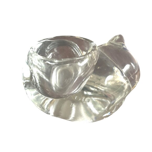 Vintage Avon Clear Glass Cat Shaped Candle Holder/Votive - Picture 4 of 8